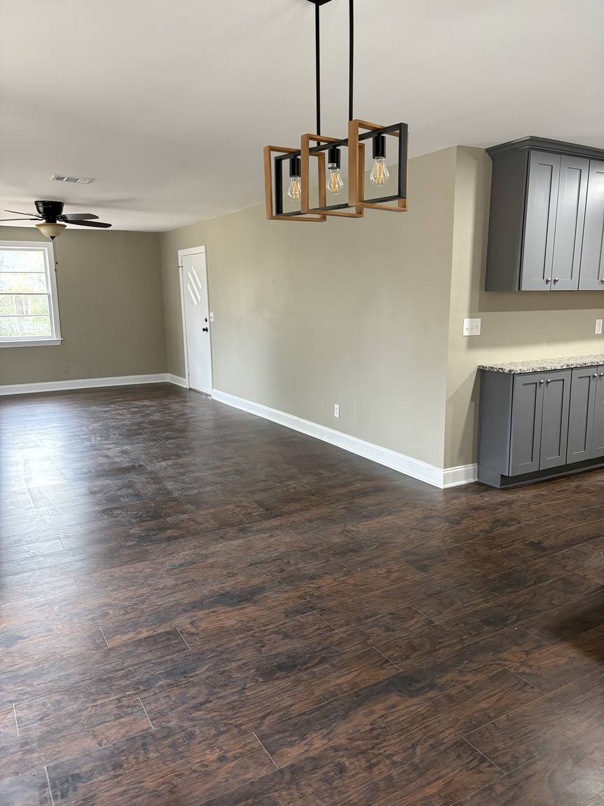 Living room with new floors