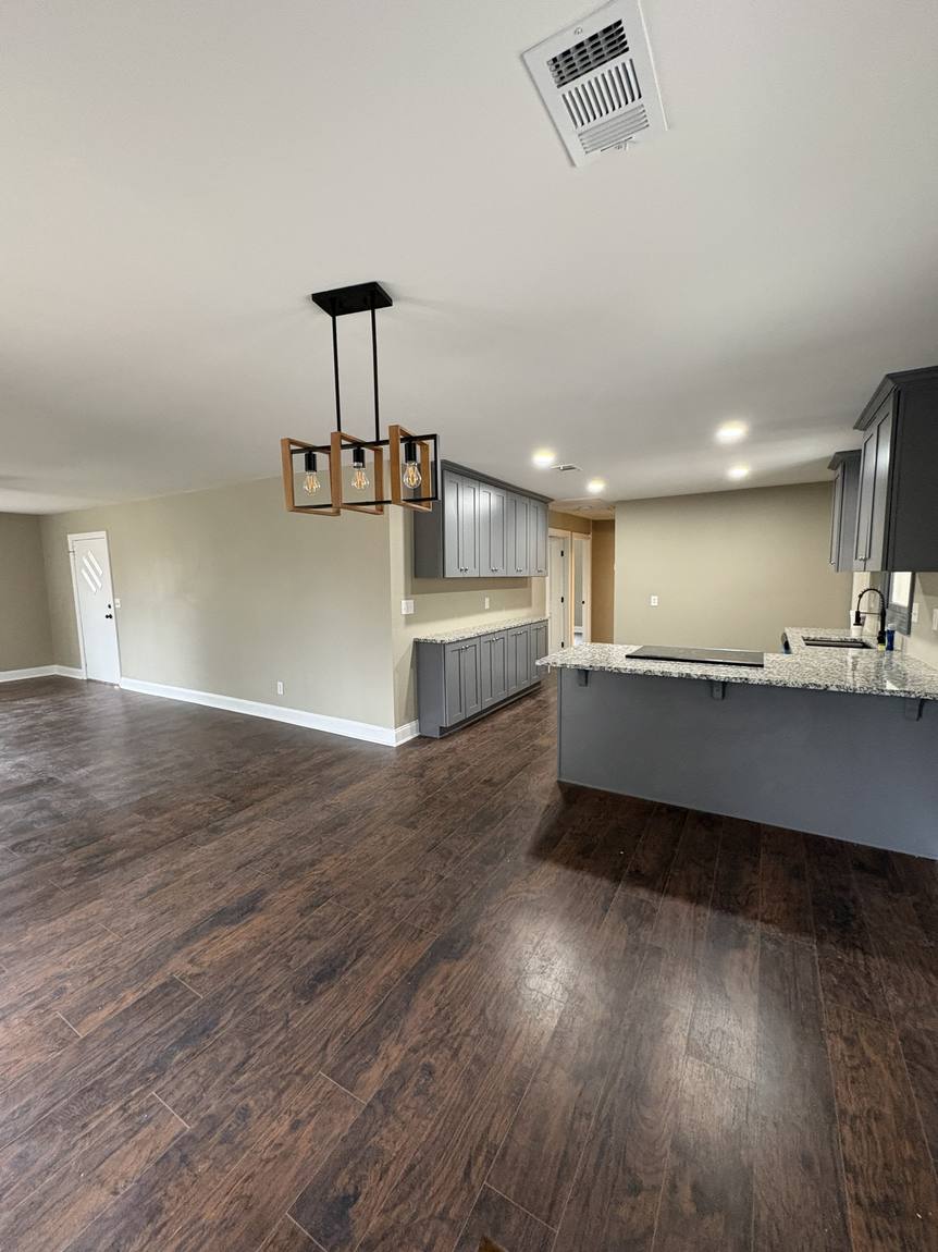 Open kitchen and living area