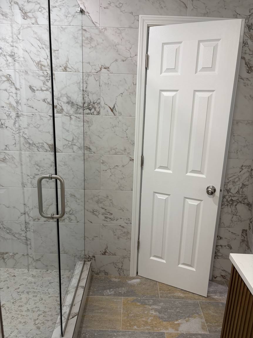 Shower curb and door trim