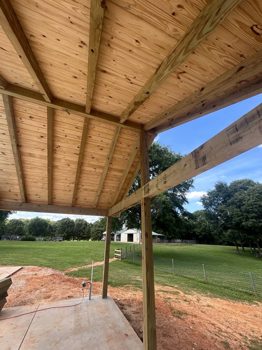 Pine ceiling and rafters